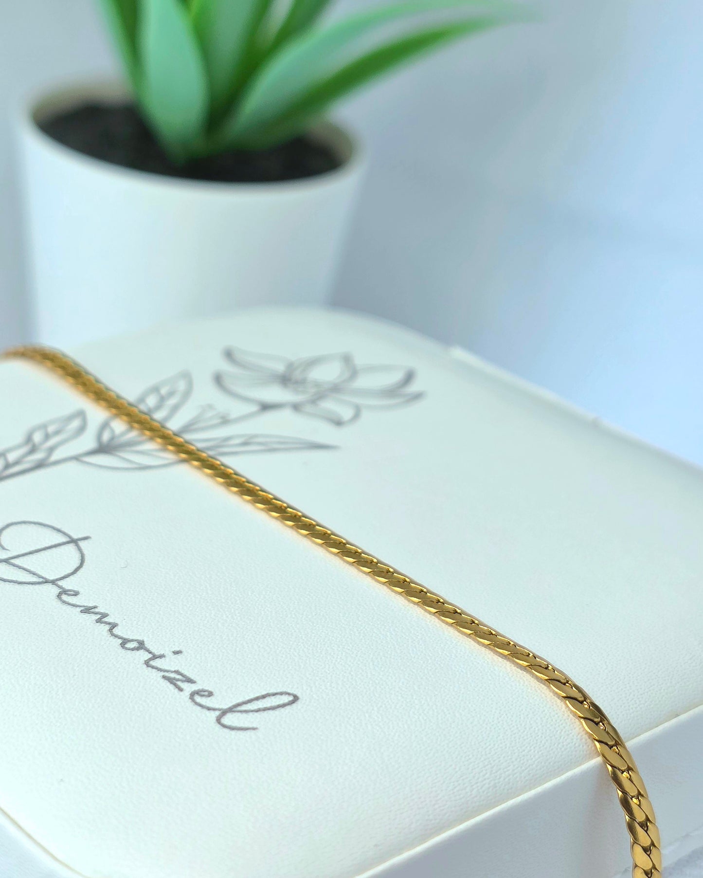 Flat Gold Snake Chain Bracelet