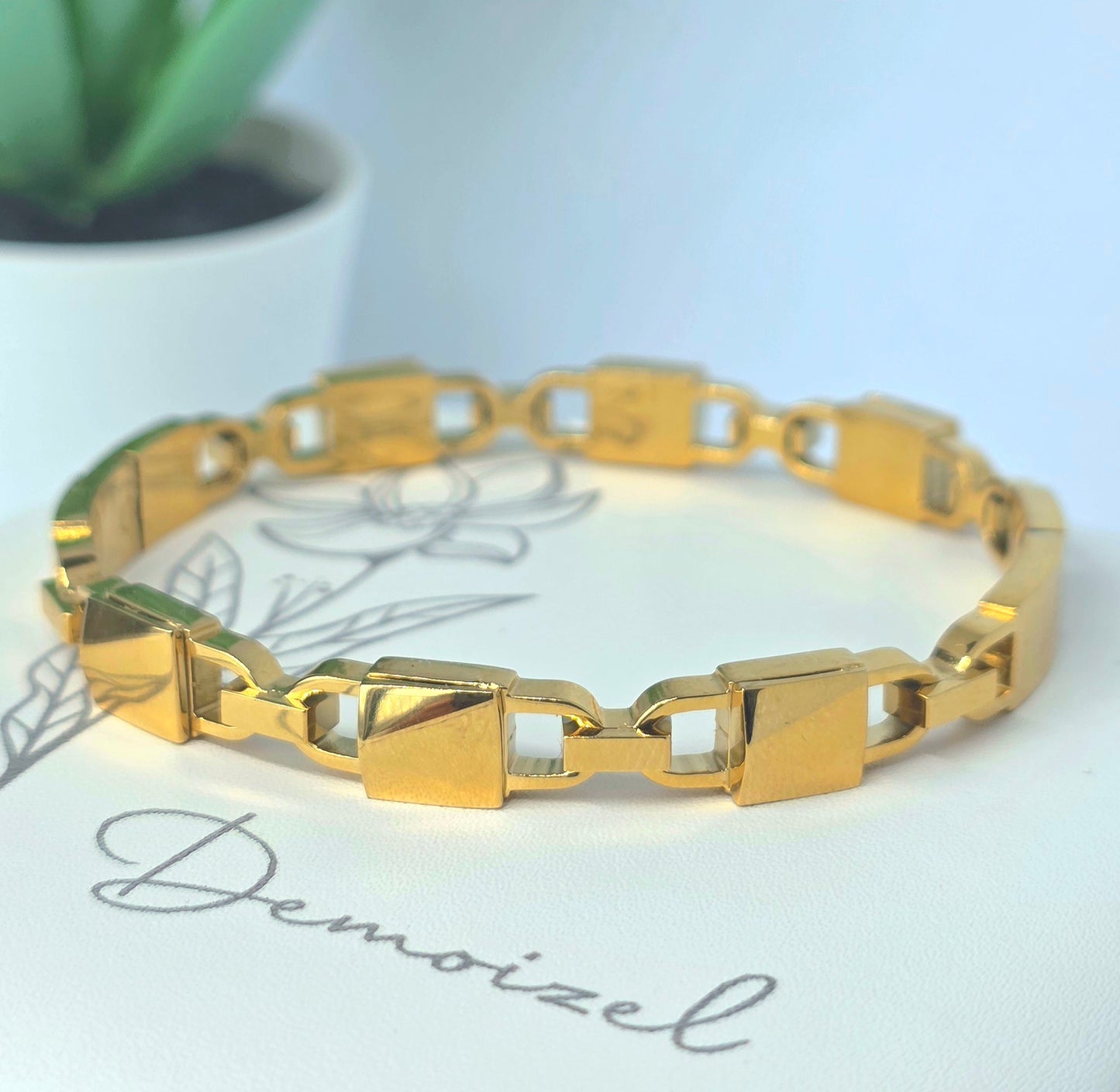 Geometric Link Gold Plated Bracelet