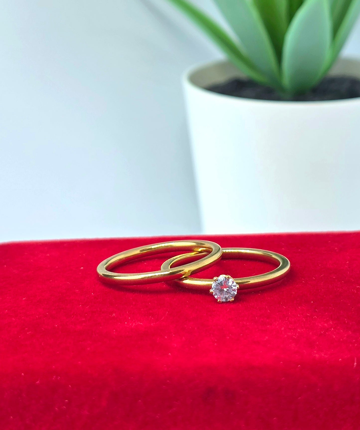 Two-Piece Gold Tone Ring Set - Wear Separately or Stacked