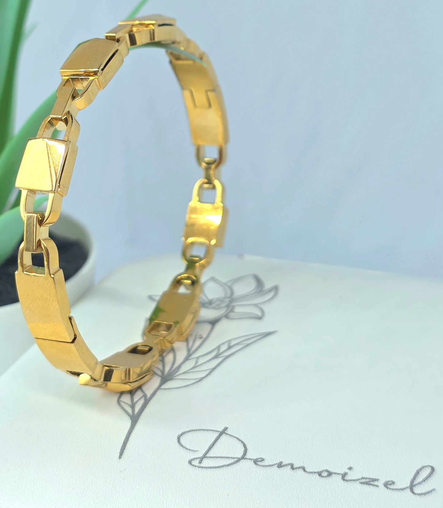 Geometric Link Gold Plated Bracelet