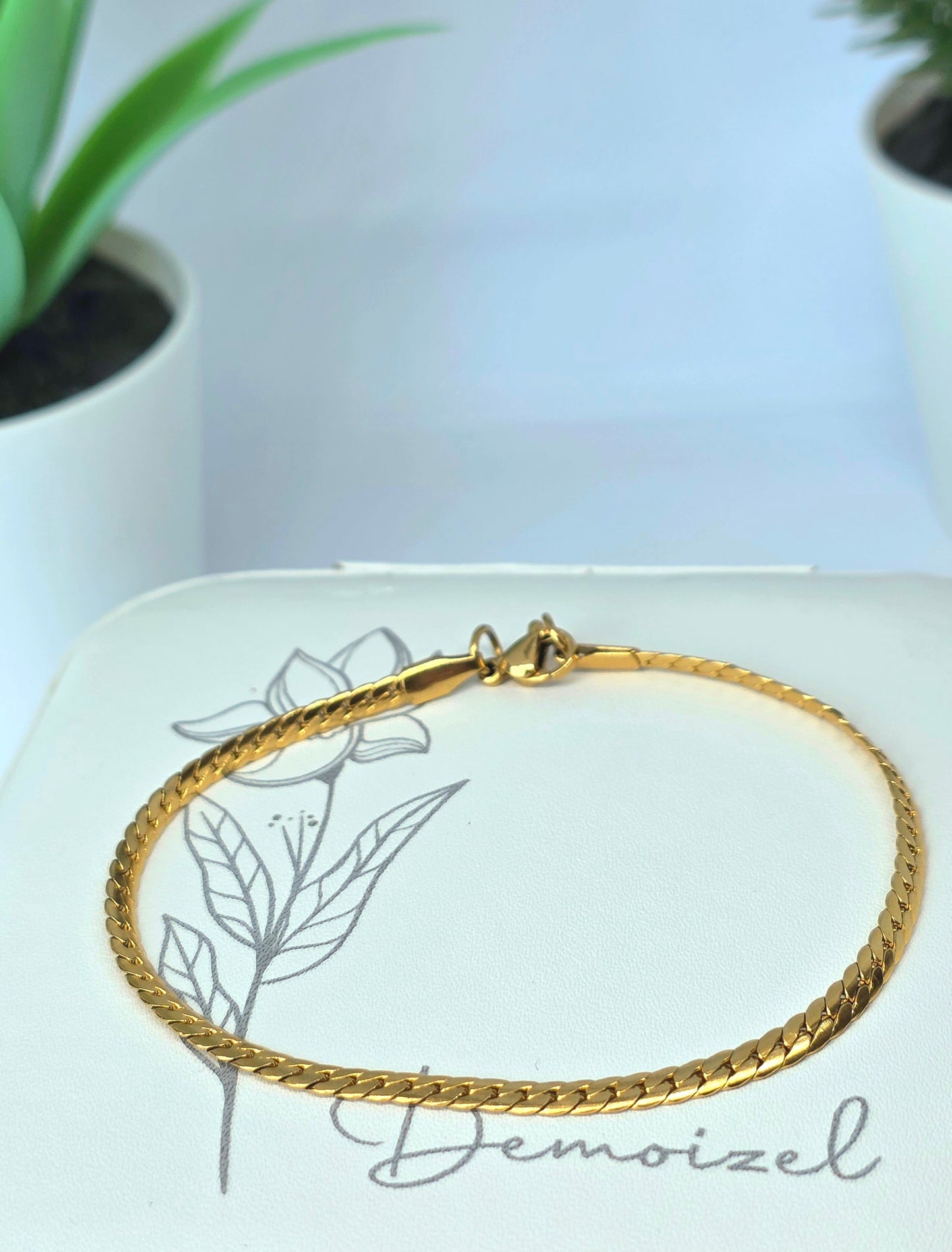 Flat Gold Snake Chain Bracelet