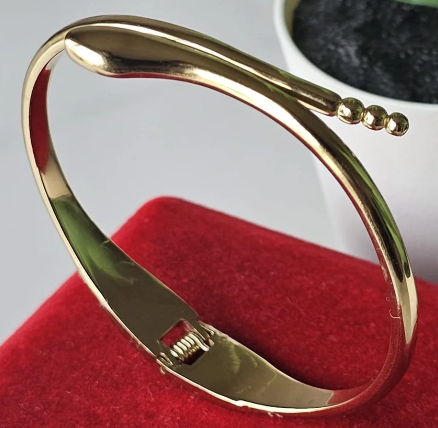 Curved Cuff Bracelet with Accent Bead