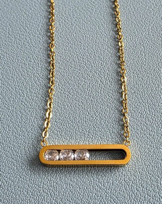 Elegant Gold Bar Necklace with Sliding Stones