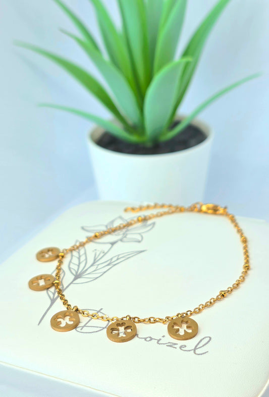 Bracelet de cheville avec pendentif Trèfle doré