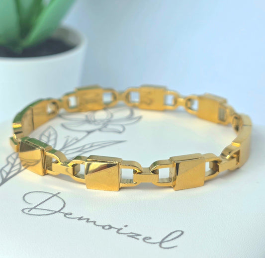 Geometric Link Gold Plated Bracelet