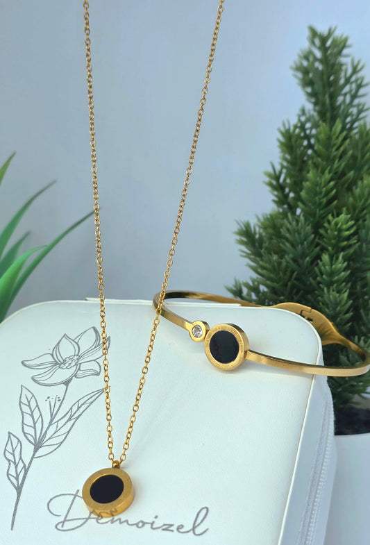 Roman Elegance Set – Reversible Pendant & Crystal Bangle