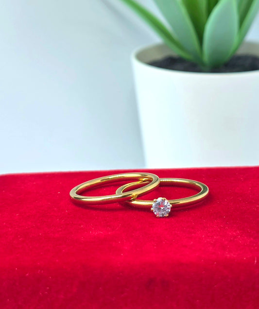 Two-Piece Gold Tone Ring Set - Wear Separately or Stacked