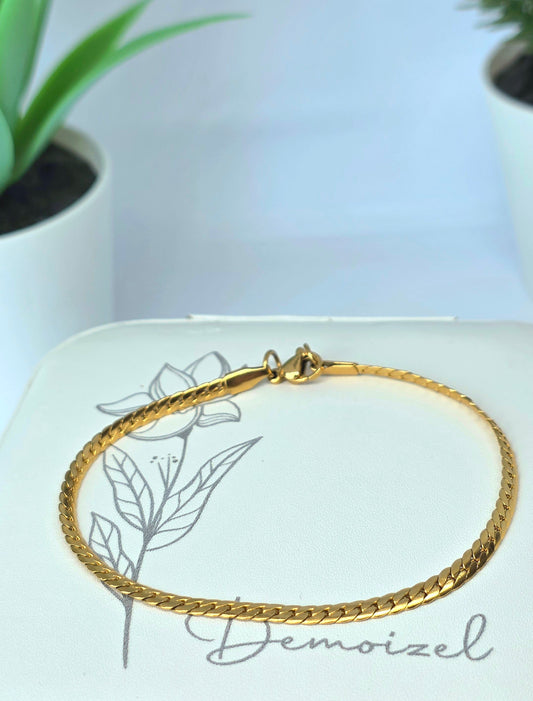 Flat Gold Snake Chain Bracelet